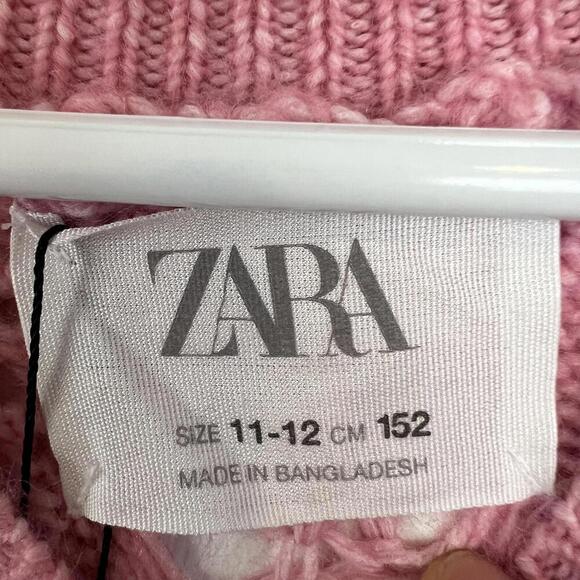 Brand New Zara Girl 8082/704 11-12 year old Pink Crochet Knit Sweater Top Boho - Picture 7 of 9